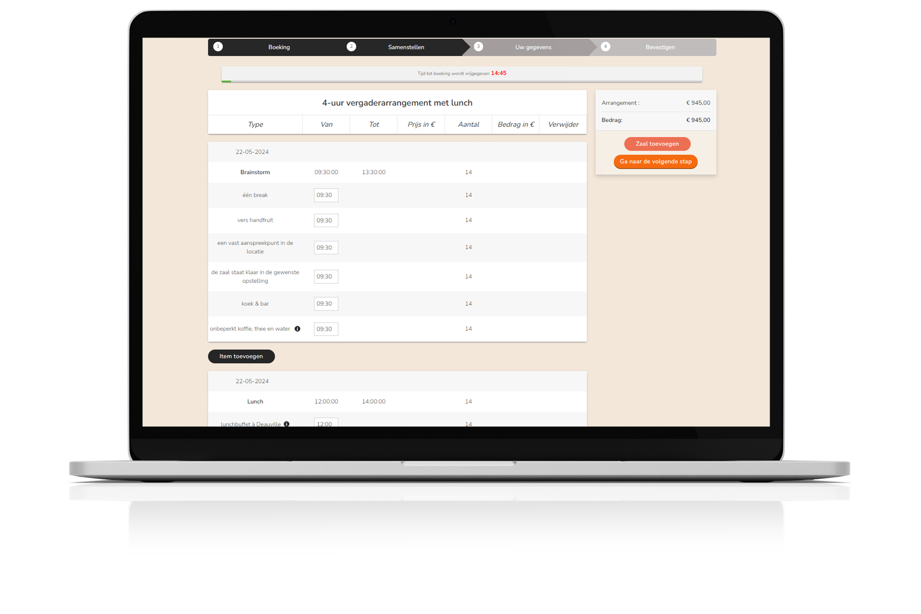 Online boeken stap 2